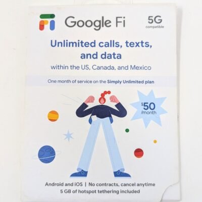 Google Fi Unlimited Plan Plus Talk/Text/Data SIM Kit - 1 Month Included