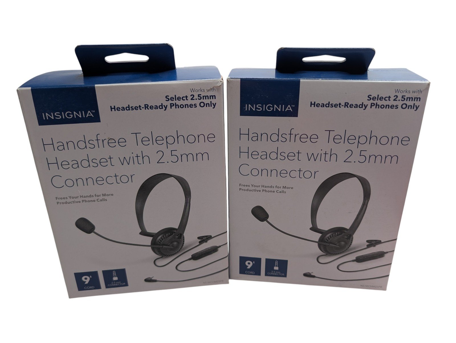 Insignia NS-MCHM25PB Handsfree Telephone Headset 2.5mm Connector - Pack of 2