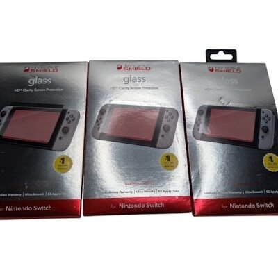 Lot of 3 ZAGG InvisibleShield Glass Screen Protectors Nintendo Switch Open Box