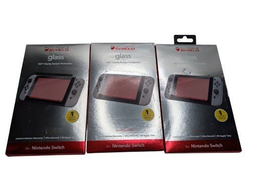 Lot of 3 ZAGG InvisibleShield Glass Screen Protectors Nintendo Switch Open Box