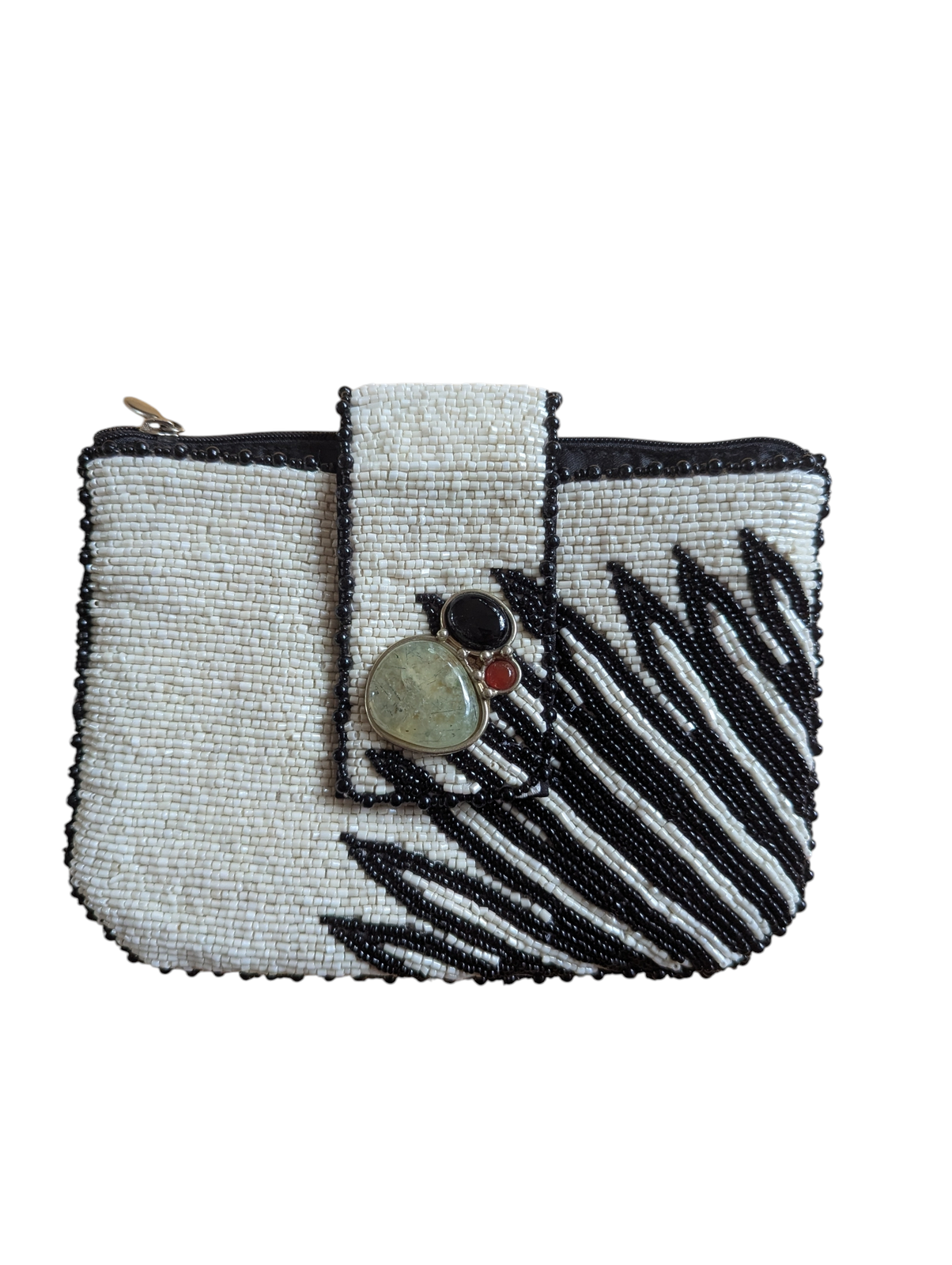 Mary Frances Zebra Beaded Coin Purse Clutch with Gemstones 5 Mary Frances Zebra Beaded Coin Purse Clutch with Gemstones - Image 5