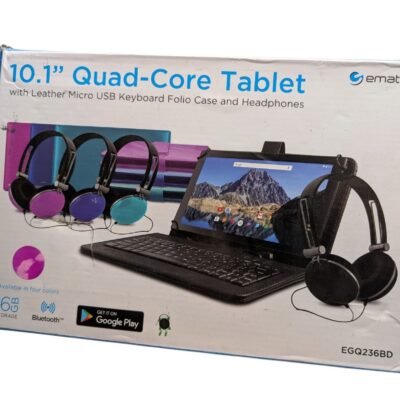 Ematic EGQ236BD 10.1in 16GB Tablet Keyboard Headphones Bundle