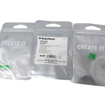 PACK OF 3x Radioshack 5mm MCD71 Green LED Lamp 5mm diameter diffused lens