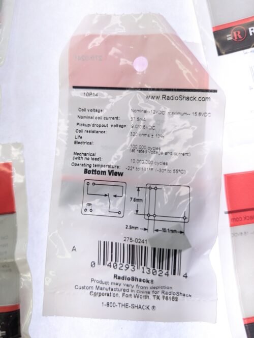 RadioShack 275-0241 SPDT Micromini 12VDC Relay - Pack of 5 - Image 3