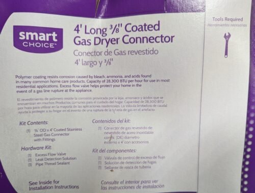 Smart Choice - Stainless Steel - Dryer Gas Line 3/8" X 4' - Image 3