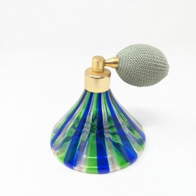 Vintage Murano Glass Bottle Perfume Atomizer Blue & Green
