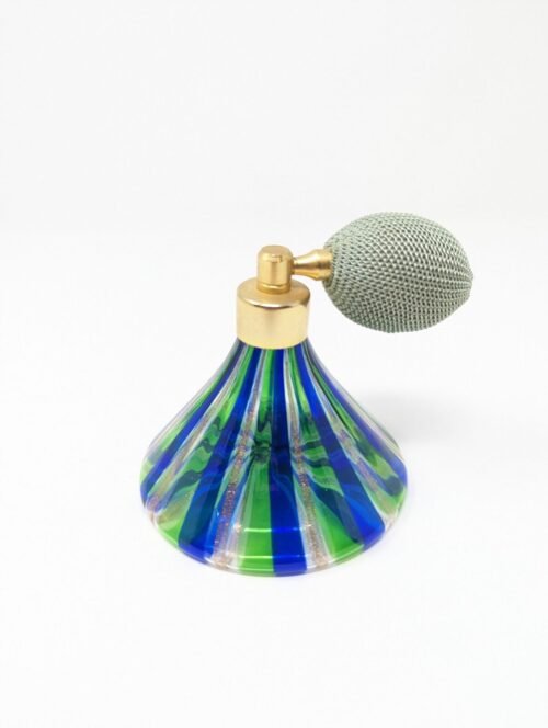 Vintage Murano Glass Bottle Perfume Atomizer Blue & Green