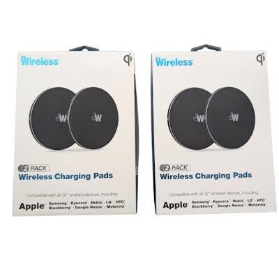 Lot of 2 Just Wireless 5W Qi Charging Pad 2-Packs 4 Pads Plugs Cables 13422