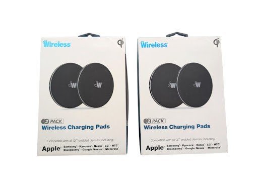 Lot of 2 Just Wireless 5W Qi Charging Pad 2-Packs 4 Pads Plugs Cables 13422