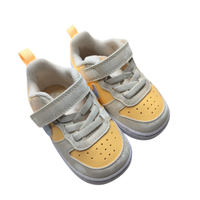 Nike Force 1 Low EasyOn Toddler Girls Shoes Yellow Gray Size 3.5C Hook & Loop St