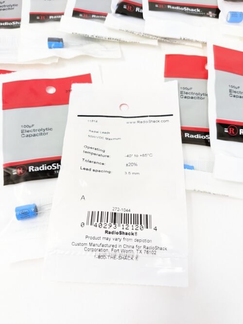 PACK OF 15x RadioShack 100uF 50V 20% Radial-Lead Electrolytic Capacitor - Image 3