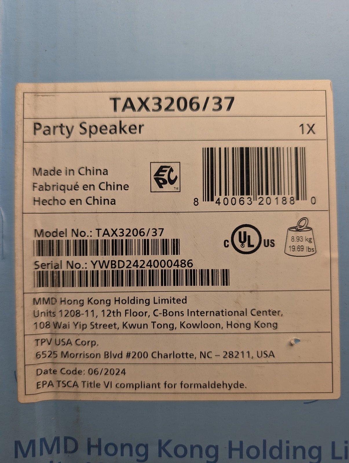 Philips TAX3206/37 Party Speaker 3000 Series - Black - Image 2