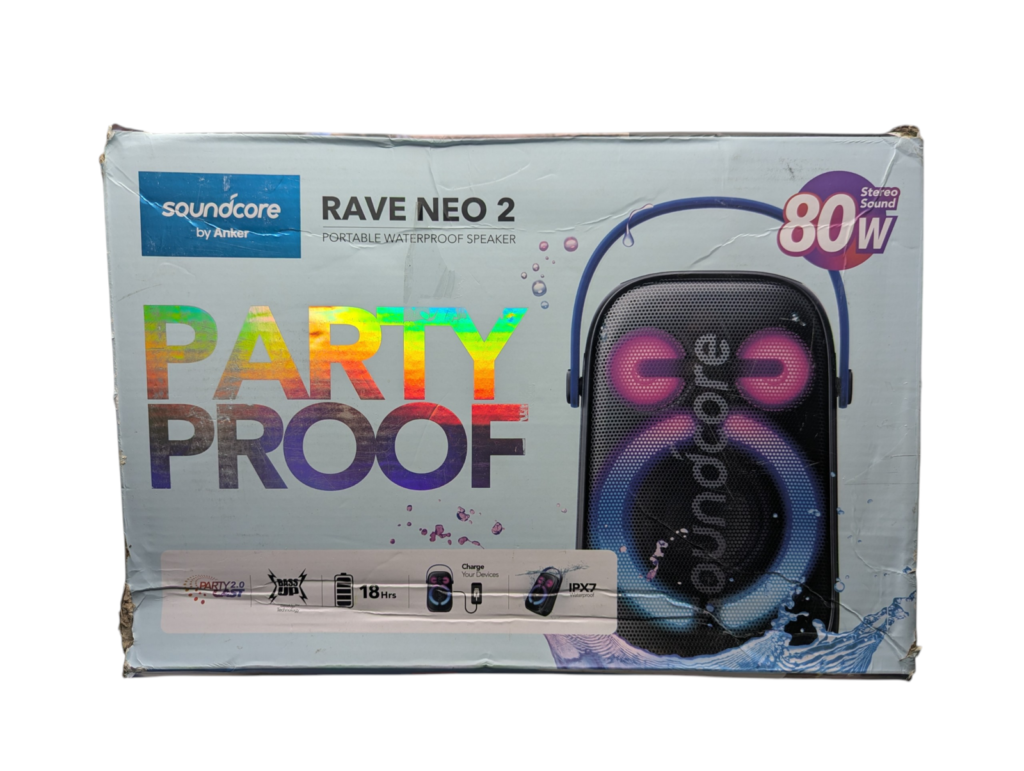 Soundcore Anker Rave Neo 2 Portable Bluetooth Speaker 80W A33A1 USB C Open Box 257484130942