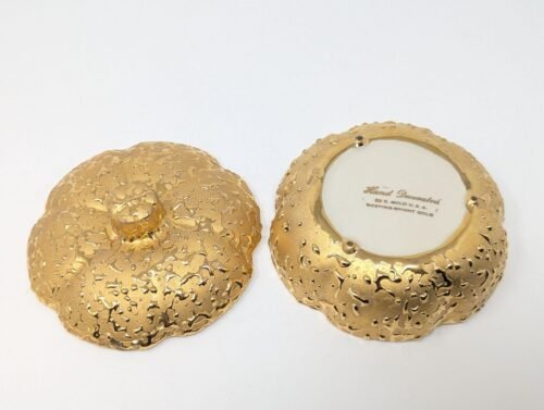 Vintage 22K Gold Weeping-Bright Candy Dish Hand Decorated (USA) - Image 4