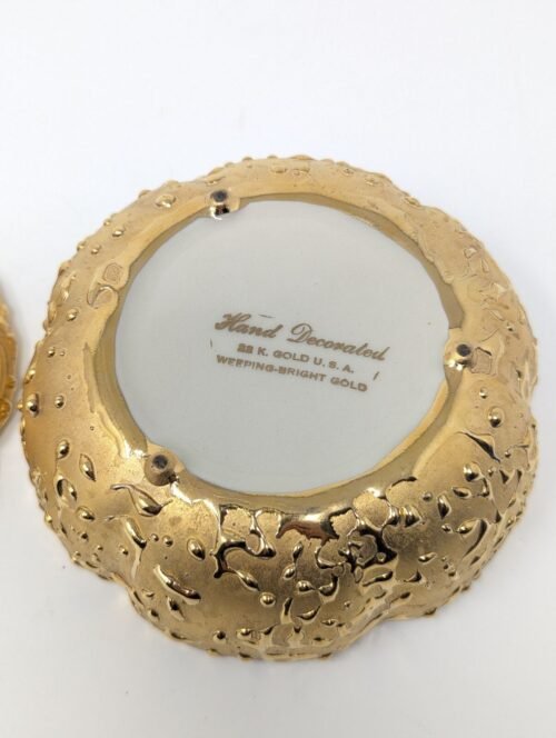Vintage 22K Gold Weeping-Bright Candy Dish Hand Decorated (USA) - Image 5