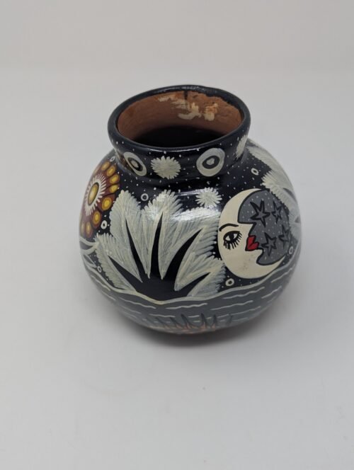 Vintage Collectible Inocencio Lazaro Hand Painted Sun & Moon Vase - Image 9