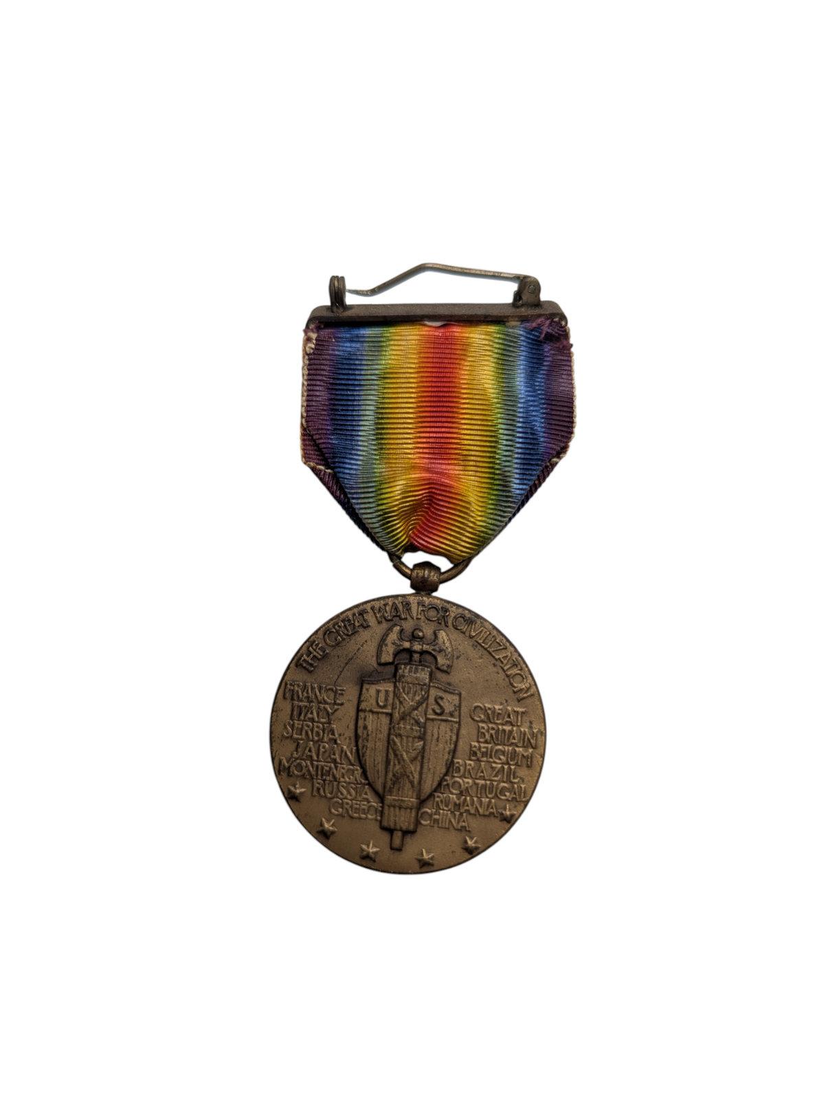 WWI US Victory Medal Original Ribbon Great War For Civilization Vintage 3 WWI US Victory Medal Original Ribbon Great War For Civilization Vintage - Image 3