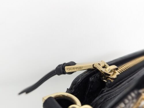 Calvin Klein Camille Daytona Crossbody Bag - Plaid and Leather with Gold Lock - Image 8
