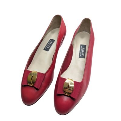 Bally Museta Red Leather Bow Flats Shoes Womens US 8 M Switzerland