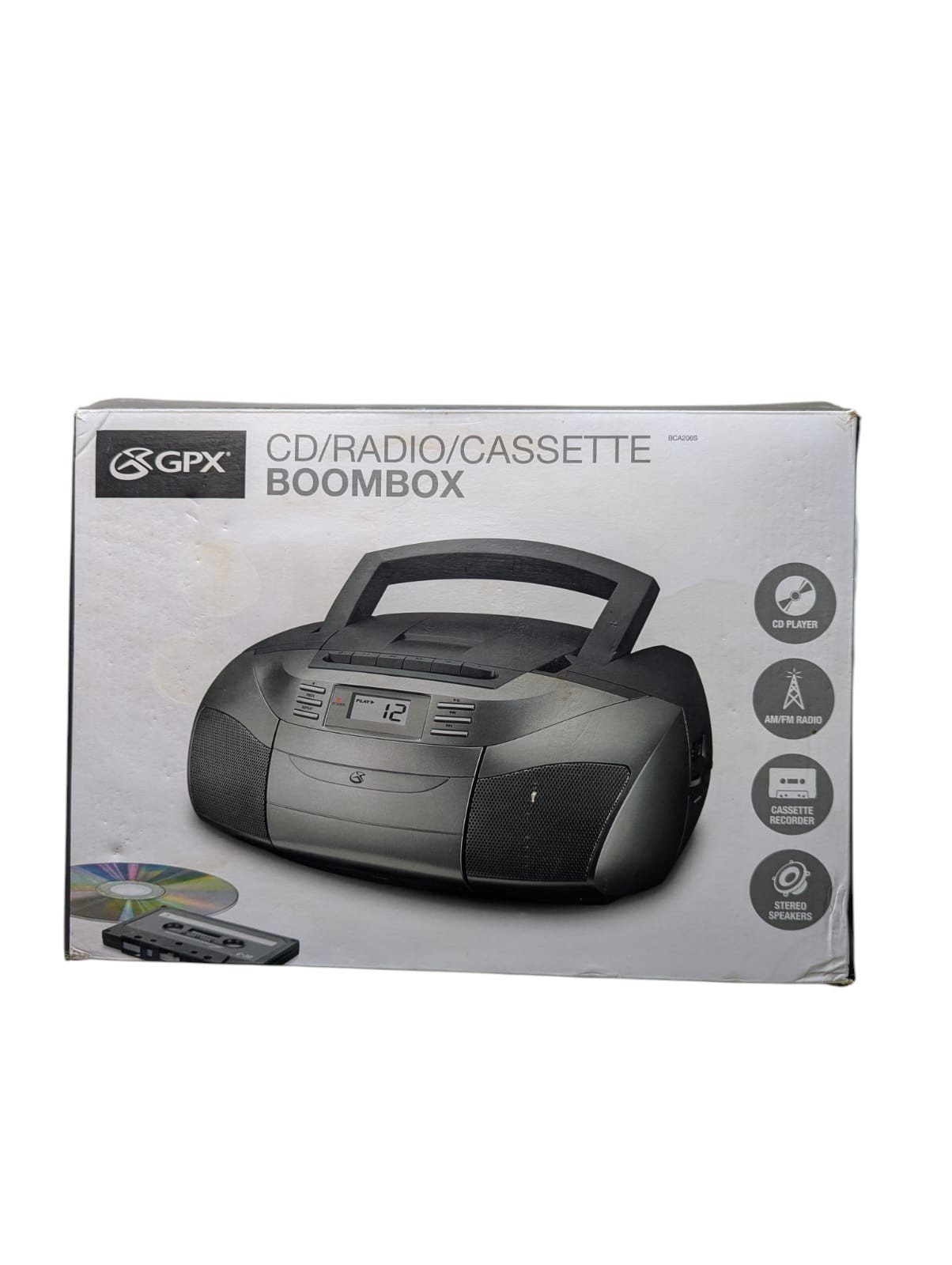 GPX BCA206S Portable CD Radio Cassette Boombox Stereo Player Recorder