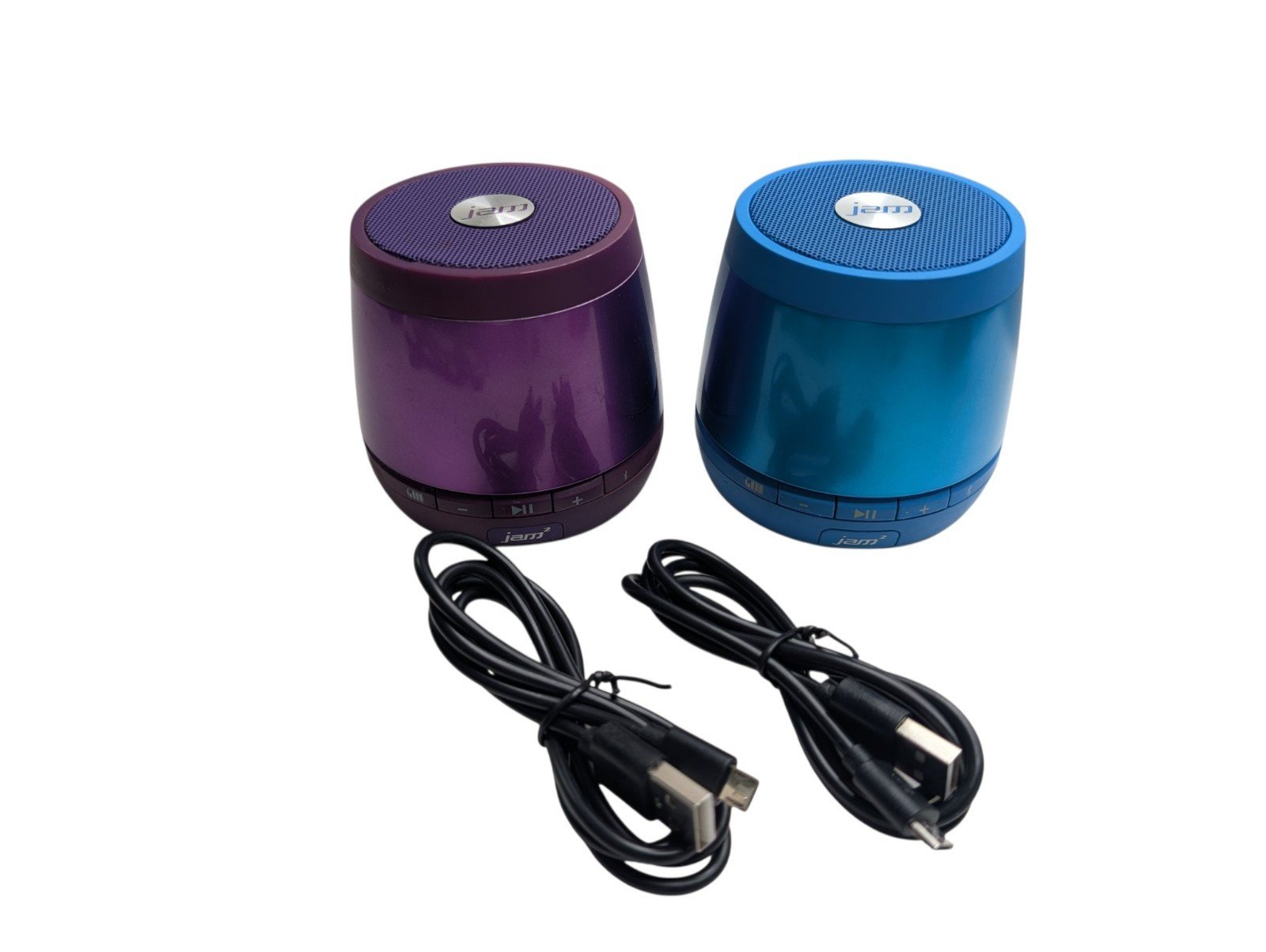 JAM Plus Jam2 HX-P240 Bluetooth Speakers Pair Blue Purple w/ 2 USB Cables