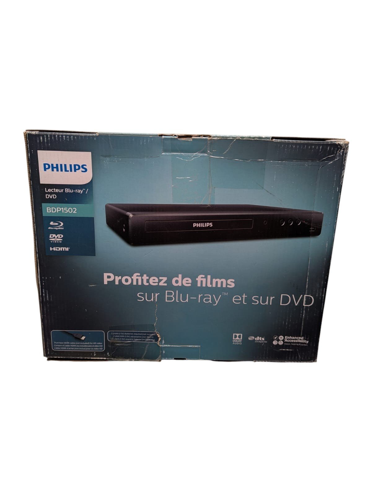 Philips BDP1502/F7 Blu-ray DVD Player HDMI 1080p HD - PLAYER ONLY - NO REMOTE
