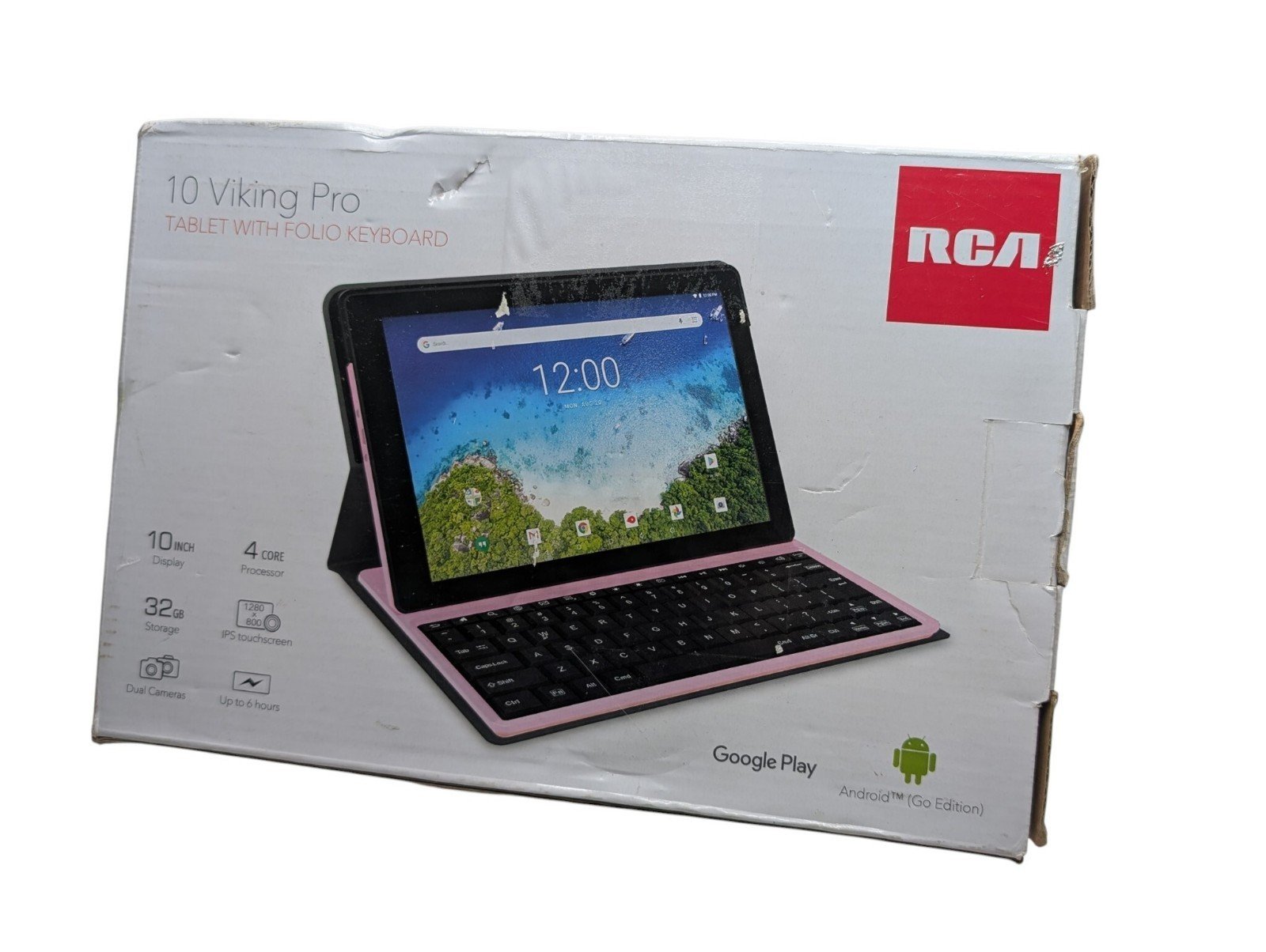 RCA 10 Viking Pro 10.1" 32GB Android Tablet Pink Folio Keyboard Open Box