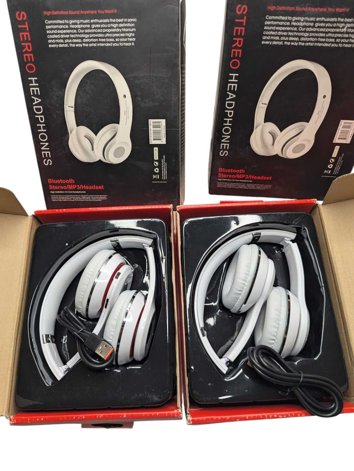 2x PACK Wireless Bluetooth Headphones S460 On-Ear Foldable Stereo Headset White - Image 3