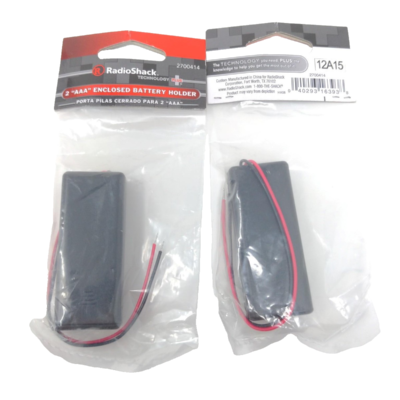 PACK OF 2x Radioshack Enclosed 2 AAA Battery Holder