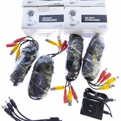 Set of 4x Zmodo 1/4” Color CCD Bullet Outdoor NightVision Security Cameras White