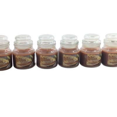 PACK of 6 x SMALL MAINSTAYS PUMKIN SPICE CANDLES 3 OZ SEALABLE GLASS JAR CANDLE