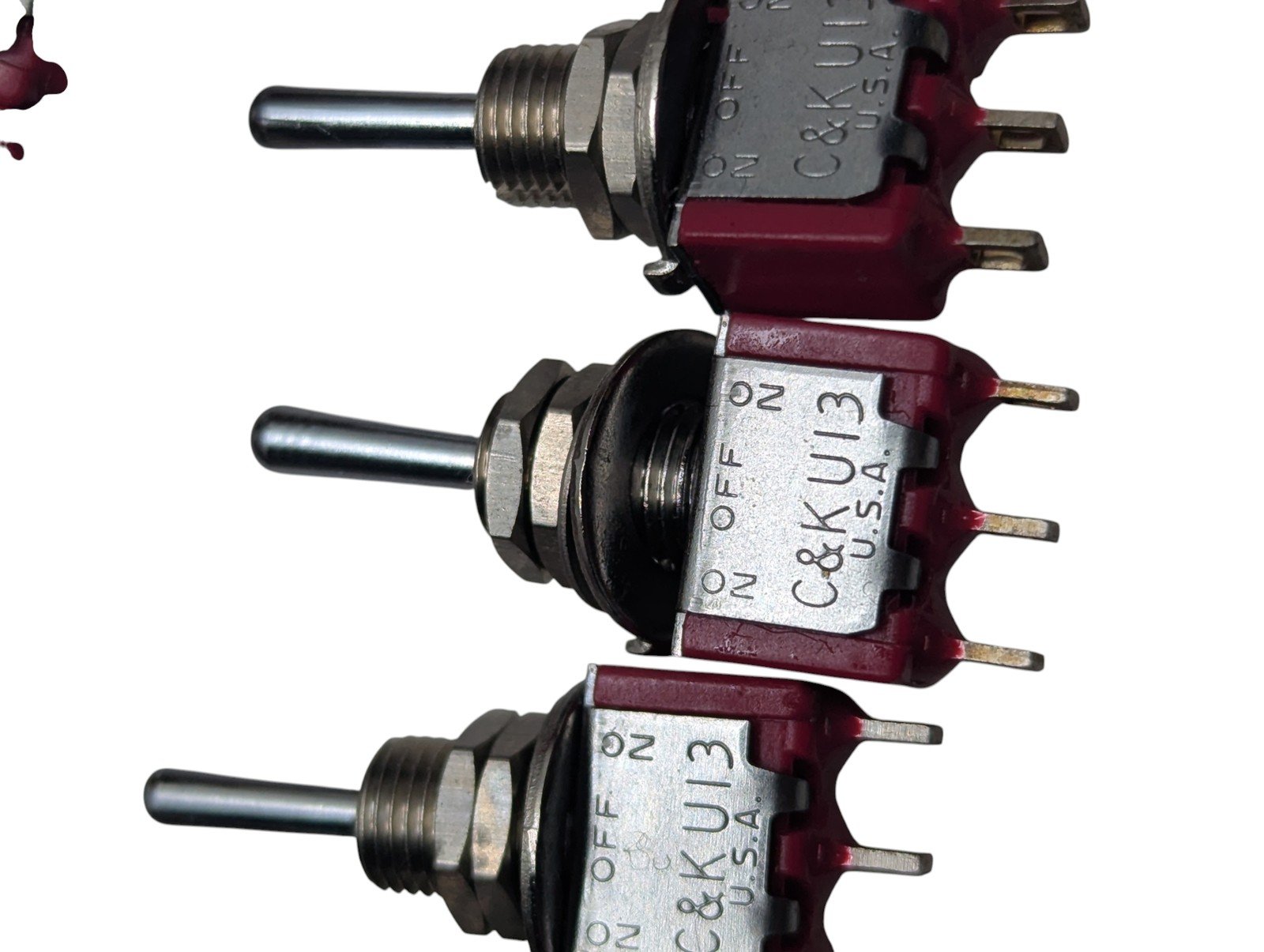 Pack of 20x C&K U13 USA ON-OFF-ON Toggle Switches 2A 250VAC 5A 120VAC - Image 2