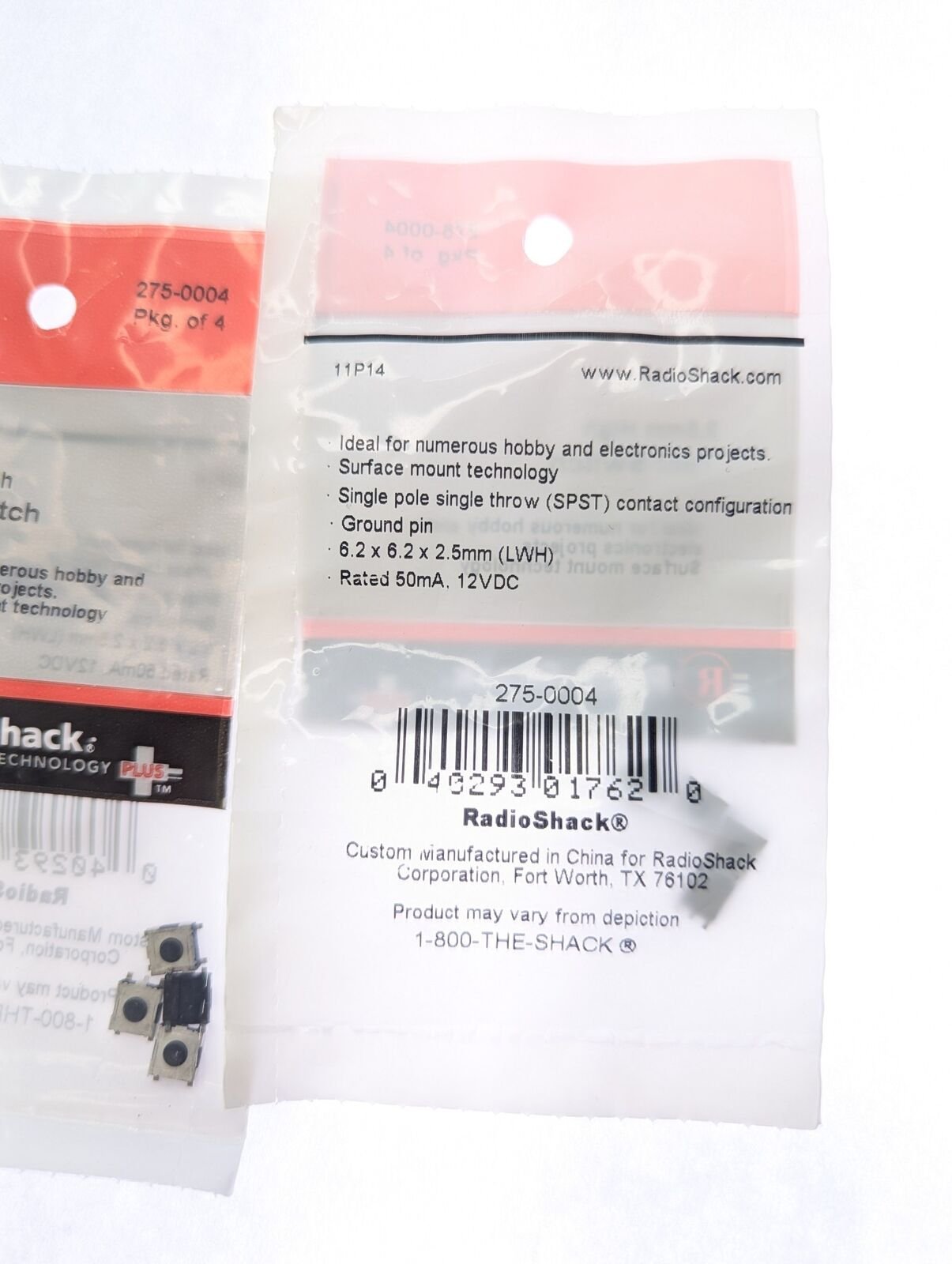 Radio Shack 275-0004 SPST Tact Switch 2.5mm High Rated 50mA, Pack of 2 3 Radio Shack 275-0004 SPST Tact Switch 2.5mm High Rated 50mA, Pack of 2 - Image 3