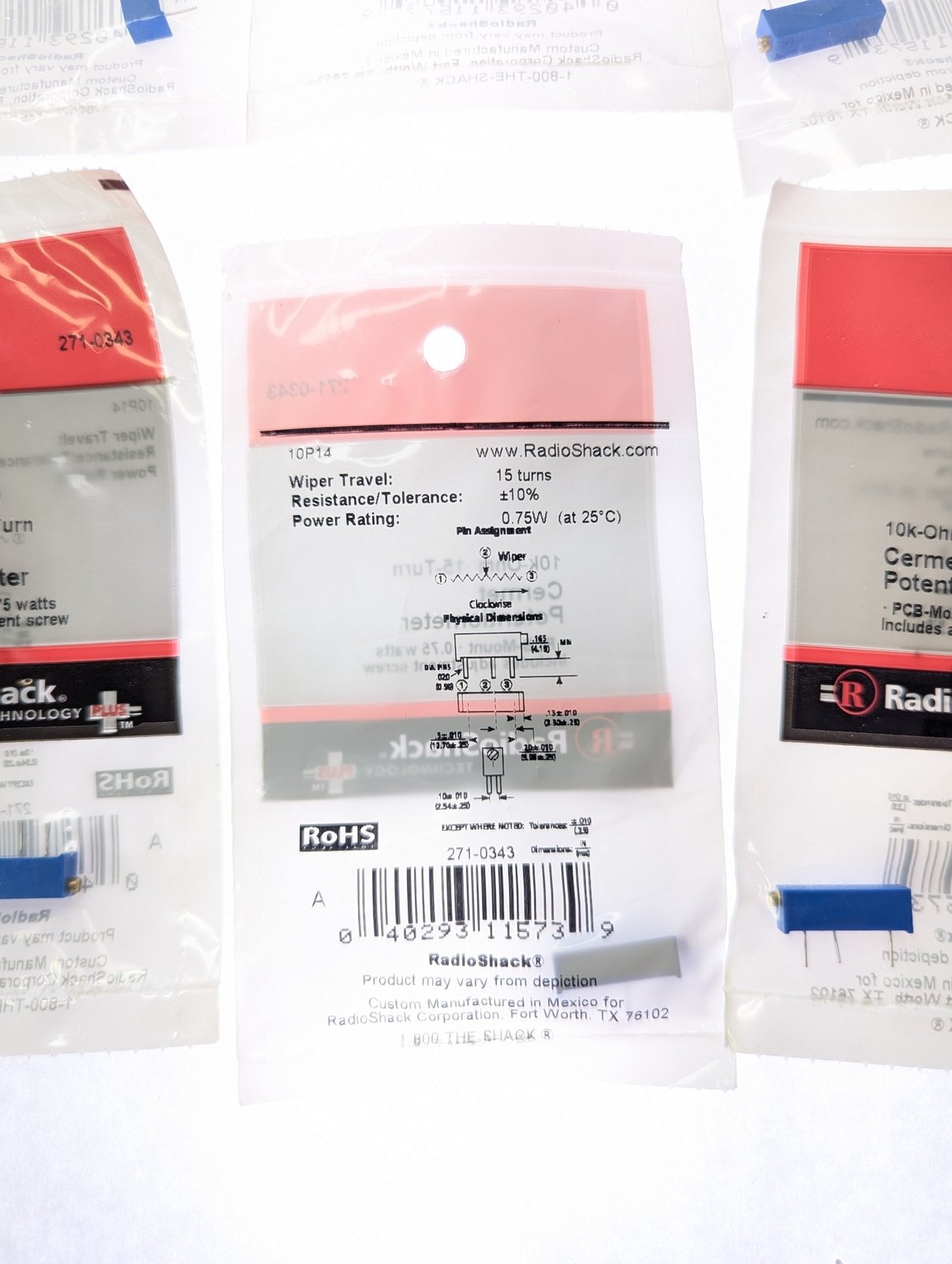 RadioShack 271-343 10K ohm 15 Turn Cermet Pot PCB Mount, PACK OF 18 3 RadioShack 271-343 10K ohm 15 Turn Cermet Pot PCB Mount, PACK OF 18 - Image 3