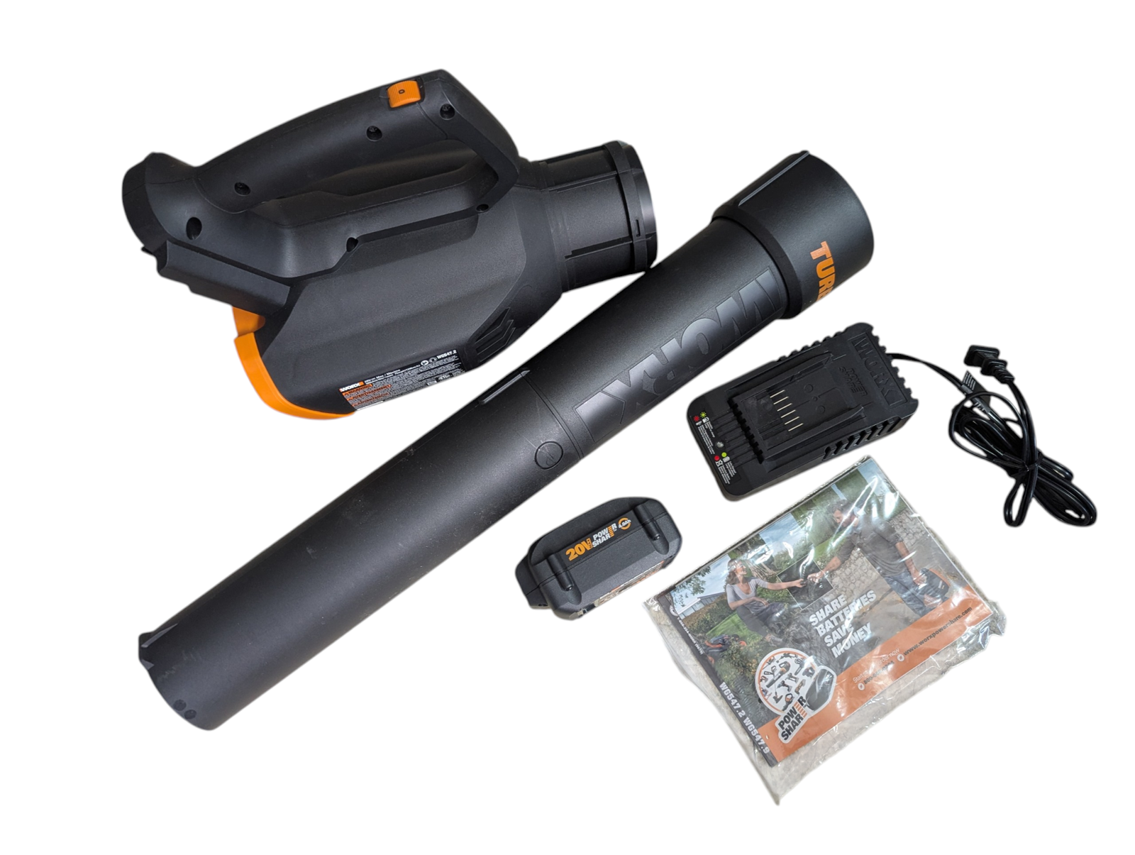 WORX PowerShare 20V Turbine Leaf Blower WG547.2 w/ Battery & Charger NOB - Image 2