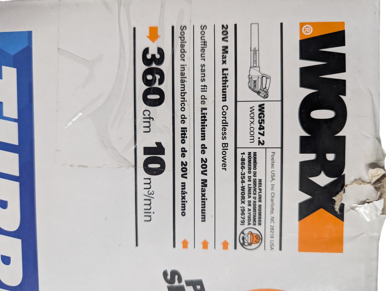 WORX PowerShare 20V Turbine Leaf Blower WG547.2 w/ Battery & Charger NOB - Image 5