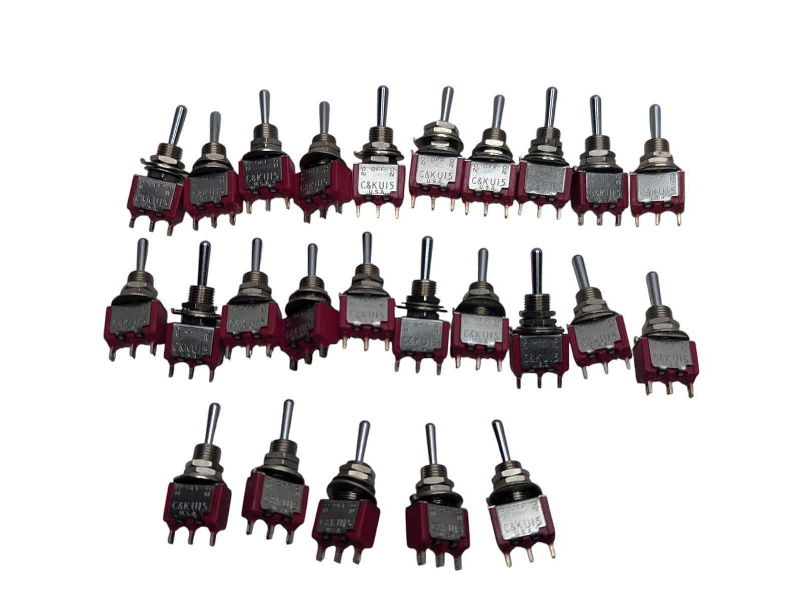 25x C&K U15 Toggle Switch SPDT ON-OFF-ON 3 Position 3 Pin 2A 250V 5A 120V USA