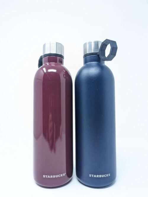 2x Starbucks 20oz Water Bottle Maroon & Navy Blue Stainless Steel Tumblers