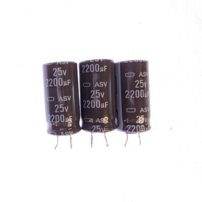 3x Original Sony ASV 85C 25V 2200uF Capacitor - 50x30mm
