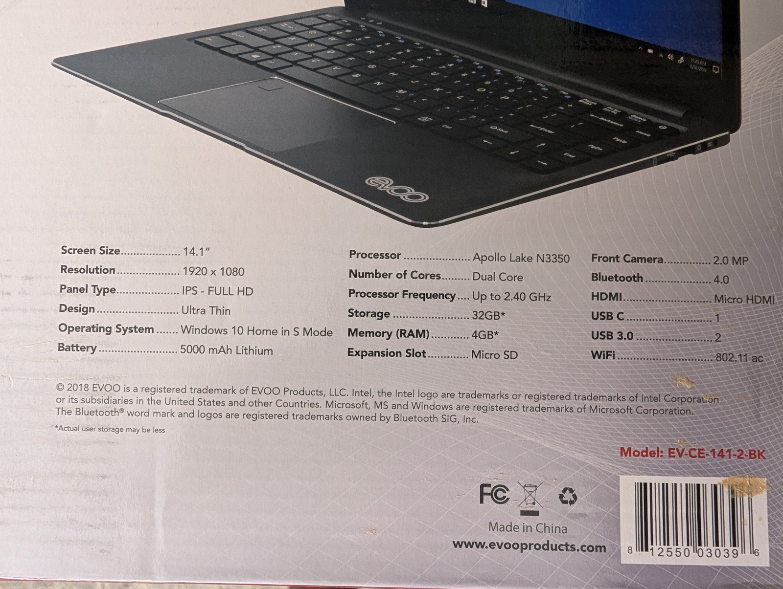 EVOO EV-CE-141-2-BK 14.1-Inch Ultra Thin Laptop - Image 7