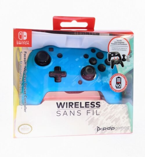 PDP 500-202-NA-CMLB Faceoff Wireless Deluxe Controller - Neon Blue Camo