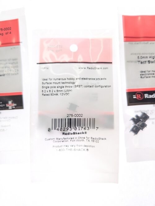 RadioShack 12VDC SMT Tactile Switch 6.2x6.2x5.0 mm 275-0002 - Pack of 10 - Image 3