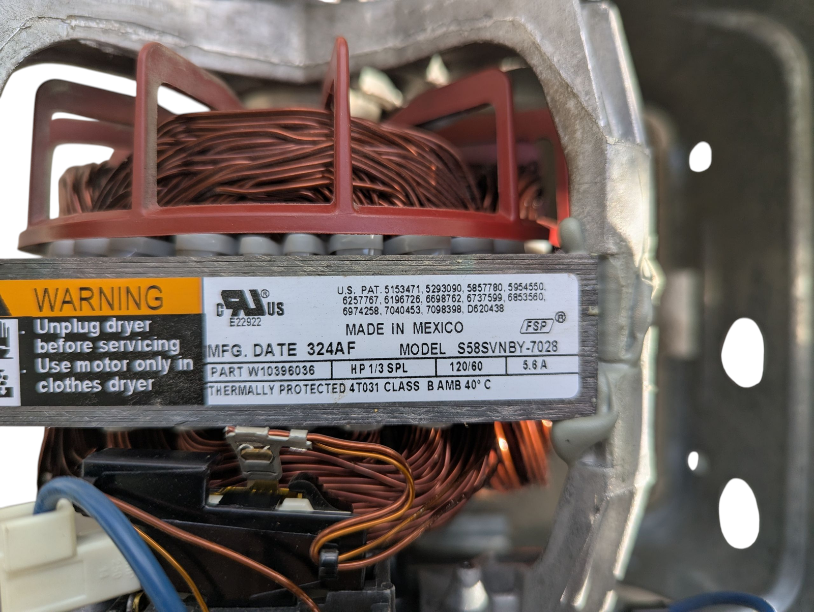 Whirlpool Dryer Motor W10396036 S58SVNBY-7028 1/3HP 120V Works Great 3 Whirlpool Dryer Motor W10396036 S58SVNBY-7028 1/3HP 120V Works Great - Image 3