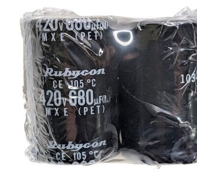 Lot of 2 Rubycon MXE 420V 680uF 105C Snap-In Electrolytic Capacitors